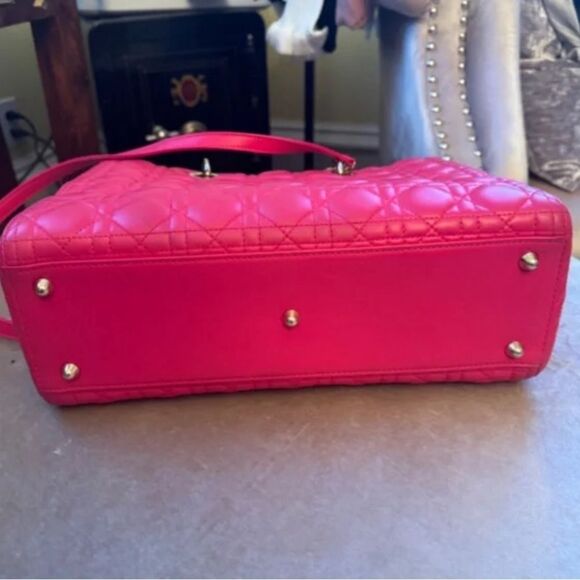 AUTHENTIC! *Barbie--PINK* CHRISTIAN DIOR Lady Dior Large Cannage Lambskin Bag - Picture 11 of 16